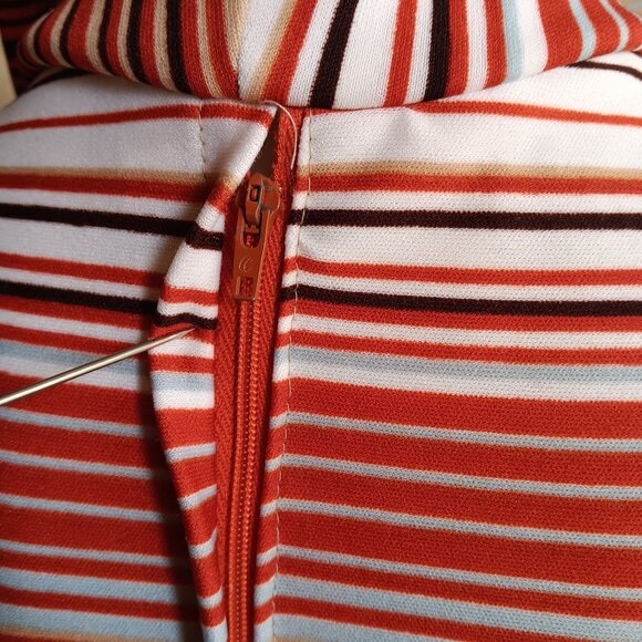 Vintage Women's Dress Small Boho 1970's Stripe Cowl Neck Knee-Length Belted - Picture 5 of 6